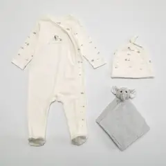 YAMP - Set Pijama enterizo + Gorro + Mini manta para Bebé niño en Algodón