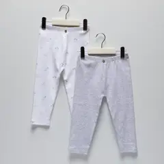 YAMP - Pantalones para Bebé niña Pack de 2 unidades Cintura elásticada de Algodón