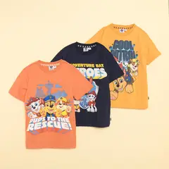 PAW PATROL - Camiseta Niño Pack de 3 unidades con Estampado Manga corta Algodón