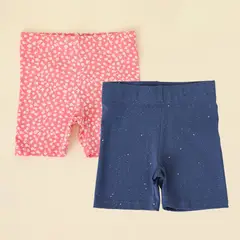 YAMP - Short Niña Pack de 2 unidades Recto Tiro medio de Algodón