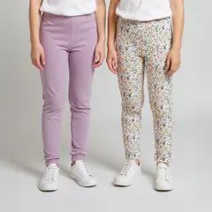 YAMP - Legging Niña Pack de 2 unidades Recto Tiro medio de Algodón