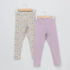 YAMP - Legging Niña Pack de 2 unidades Recto Tiro medio de Algodón