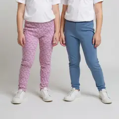 YAMP - Legging Niña Pack de 2 unidades Recto Tiro medio de Algodón