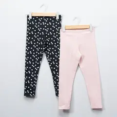 YAMP - Legging Niña Pack de 2 unidades Recto Tiro medio de Algodón