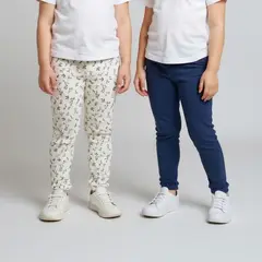 YAMP - Legging Niña Pack de 2 unidades Recto Tiro medio de Algodón