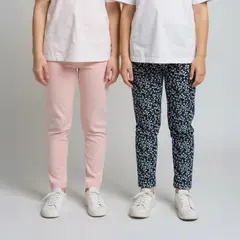 YAMP - Legging Niña Pack de 2 unidades Recto Tiro medio de Algodón