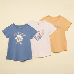 YAMP - Blusa Niña Pack de 3 unidades con Estampado Manga corta de Algodón