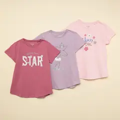 YAMP - Blusa Niña Pack de 3 unidades con Estampado Manga corta de Algodón