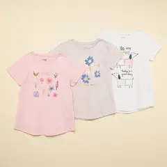 YAMP - Blusa Niña Pack de 3 unidades con Estampado Manga corta de Algodón