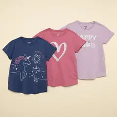 YAMP - Blusa Niña Pack de 3 unidades con Estampado Manga corta de Algodón