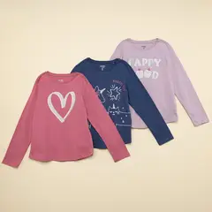 YAMP - Blusa Niña Pack de 3 unidades con Estampado Manga larga de Algodón
