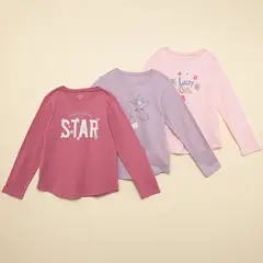 YAMP - Blusa Niña Pack de 3 unidades con Estampado Manga larga de Algodón