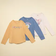 YAMP - Blusa Niña Pack de 3 unidades con Estampado Manga larga de Algodón
