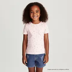 YAMP - Camiseta Niña con Estampado Manga corta Algodón