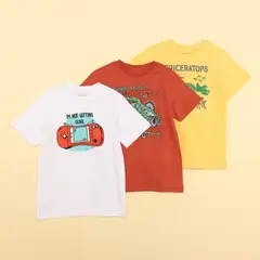 YAMP - Camiseta Niño Pack de 3 unidades con Estampado Manga corta Algodón