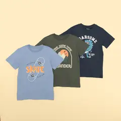 YAMP - Camiseta Niño Pack de 3 unidades con Estampado Manga corta Algodón