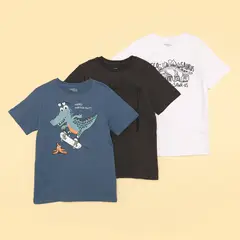 YAMP - Camiseta Niño Pack de 3 unidades con Estampado Manga corta Algodón