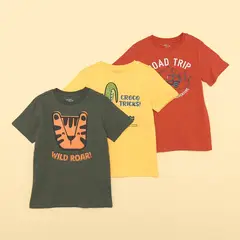 YAMP - Camiseta Niño Pack de 3 unidades con Estampado Manga corta Algodón