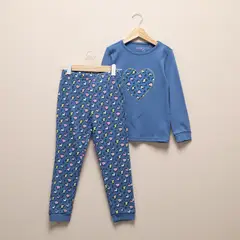 YAMP - Pijama para Niña 2 piezas con Estampado Cintura elásticada Manga larga de Algodón