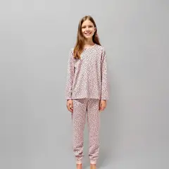 ELV - Pijama para Niña 2 piezas Cintura elásticada Manga larga de Algodón