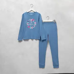 ELV - Pijama para Niña 2 piezas Cintura elásticada Manga larga de Algodón