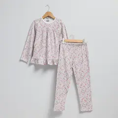 CONIGLIO - Pijama para Niña 2 piezas con Flores Cintura elásticada Manga larga de Algodón