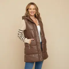 SOUTHLAND - Chaleco Mujer Acolchado de Efecto cuero