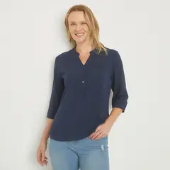 NEWPORT - Blusa Mujer con Bordado Manga 3/4