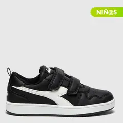 DIADORA - Tenis moda Crego K Niño con Velcro color Negro