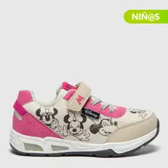 DISNEY - Tenis con luces Minnie Mouse Niña con Velcro