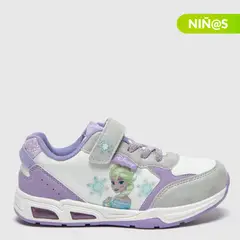 DISNEY - Tenis con luces Frozen Niña con Velcro