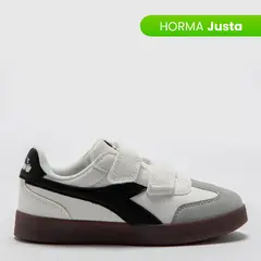 DIADORA - Tenis moda Bamtelon K Niño con Velcro Blancos Horma Justa