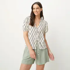 UNIVERSITY CLUB - Blusa Mujer con Estampado Manga corta globo