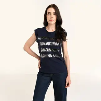 SOUTHLAND - Camiseta Mujer Brillante Manga corta de Algodón