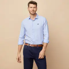 LA MARTINA - Camisa Hombre con Puntos Manga larga Slim de Algodón