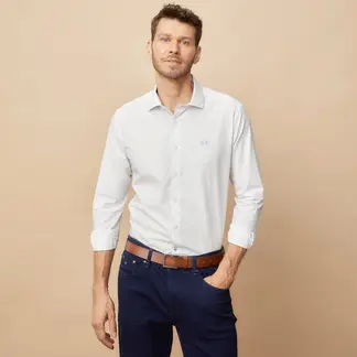LA MARTINA - Camisa Hombre con Puntos Manga larga Slim de Algodón
