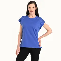 SOUTHLAND - Camiseta Mujer con Taches Manga corta de Algodón