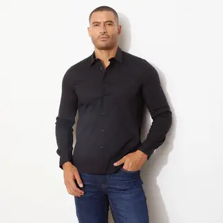 MOSSIMO - Camisa Hombre Manga larga Slim de Algodón