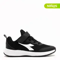 DIADORA - Tenis moda Solton K Niño con Velcro color Negro
