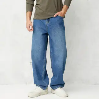 BEARCLIFF - Jean 5 Bolsillos Hombre Baggy de Algodón