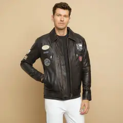 LA MARTINA - Chaqueta de cuero Hombre Con aplique