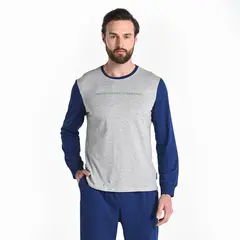 BENETTON - Pijama Hombre Manga larga con Estampado de Algodón