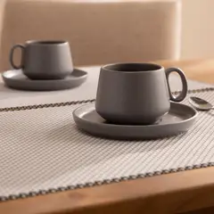 MICA - Taza con plato Cerámica SETX2 COLOR PLAY 238ML GRIS Largo= 35.5cm Ancho= 32.5cm Alto= 48cm