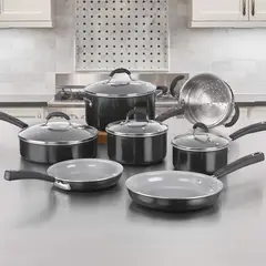 CUISINART - Juego de ollas de acero Ceramic Aluminio forjado 11 Piezas