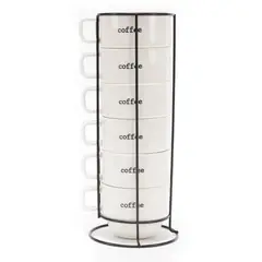 MICA - Tazas Porcelana Rack 6 piezas All Day 280 ml 16 x 20 cm