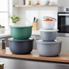 MICA - Bowls Polipropileno 1 Bowl de 15 cm de alto con 1 tapa, 1 Bowl de 13 cm de alto con 1 tapa, 1 Bowl de 12 cm de alto con 1 tapa, 1 Bowl de 10 cm de alto con 1 tapa, 1 Bowl de 8 cm de alto con 1 tapa