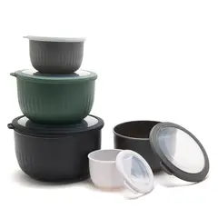 MICA - Bowls Polipropileno 1 Bowl de 15 cm de alto con 1 tapa, 1 Bowl de 13 cm de alto con 1 tapa, 1 Bowl de 12 cm de alto con 1 tapa, 1 Bowl de 10 cm de alto con 1 tapa, 1 Bowl de 8 cm de alto con 1 tapa