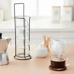 MICA - Tazas de Vidrio Rack 4 Tazas 270 ml All Day 6.1 x 3 cm