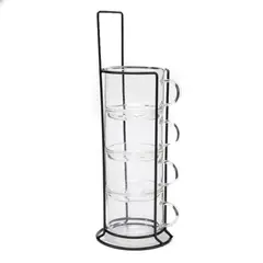 MICA - Tazas de Vidrio Rack 4 Tazas 270 ml All Day 6.1 x 3 cm