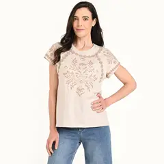 NEWPORT - Blusa Mujer con Estampado Manga corta de Algodón